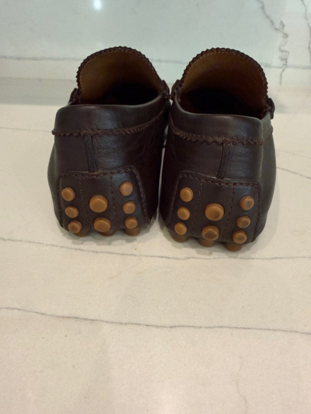 Gucci Brown Leather Slip-On Loafers with Green & Red Web Stripe - Picture 5 of 8